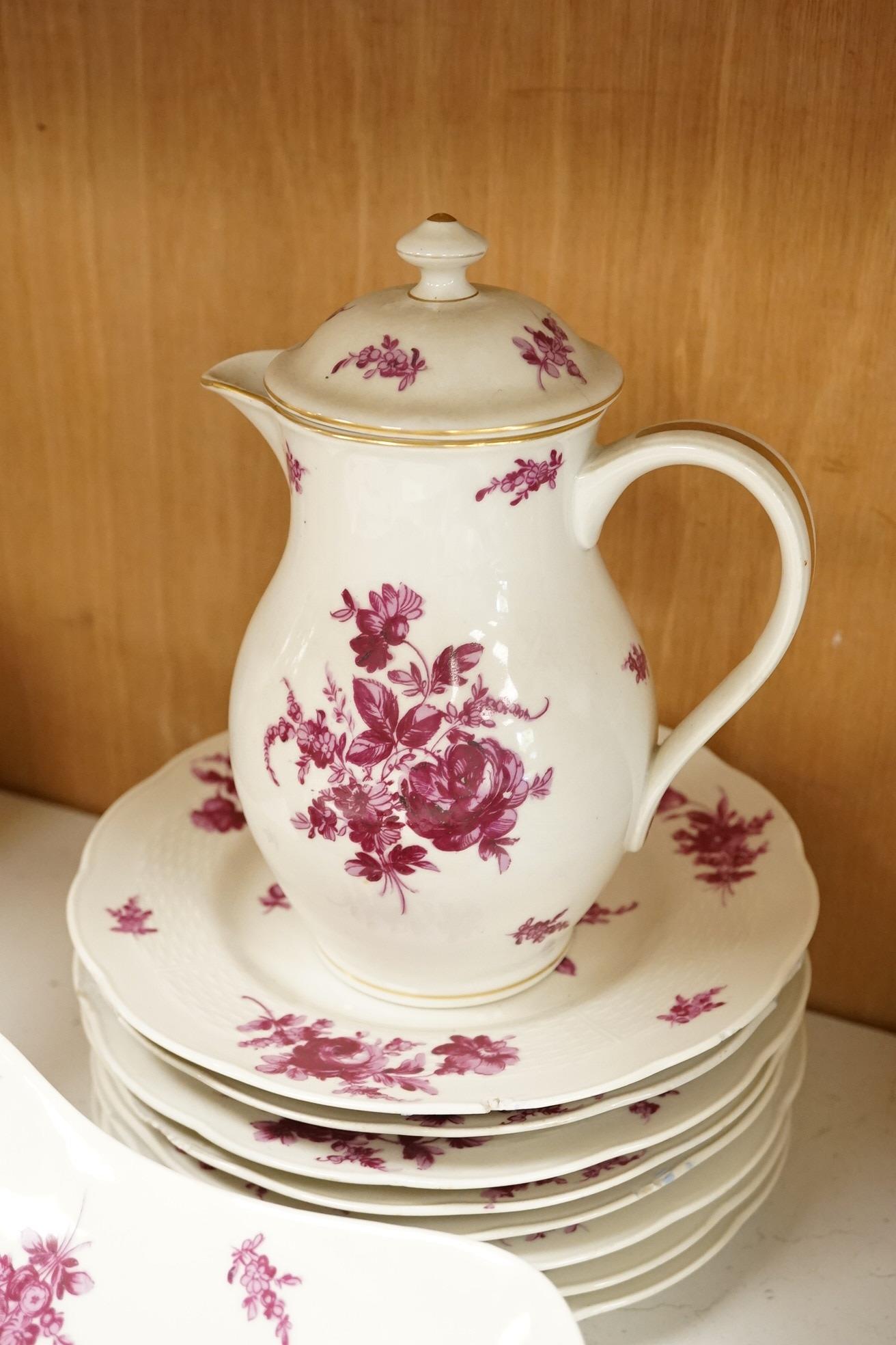 A Theodore Haviland, Paris, part dinner service, printed in puce monochrome